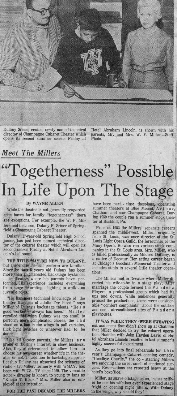 Newspaper article regarding the family in the theater